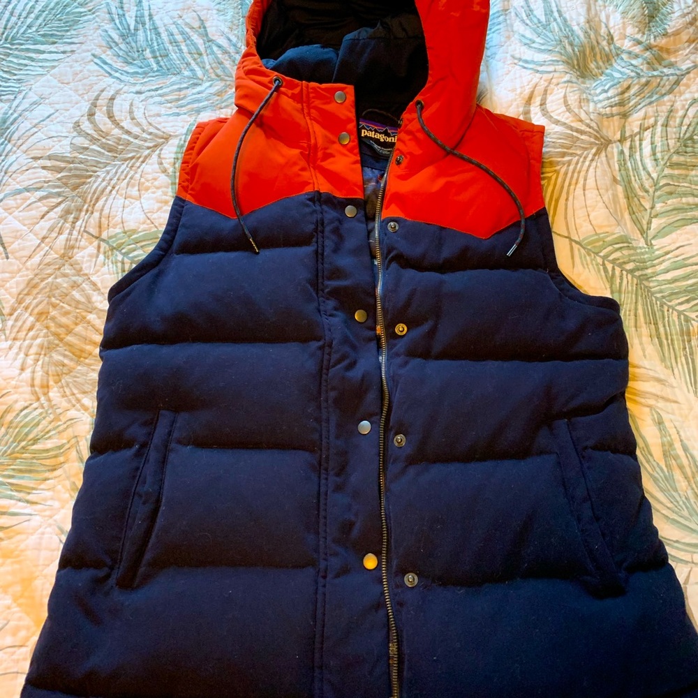 Patagonia Navy and Red Puffer Vest